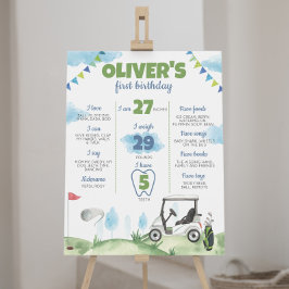 Póster Rótulo Hole In One Golf Tema Primer Cumpleaños