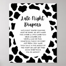 Rótulo Holy Cow Baby Shower Late Night Diapers