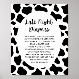 Póster Rótulo Holy Cow Baby Shower Late Night Diapers
