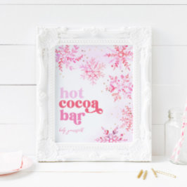 Póster Rótulo Hot Cocoa Bar | Rótulo rosado de cacao cali