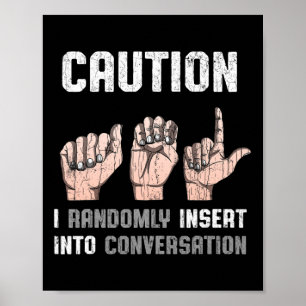 Póster Rótulo Idioma Aparato Conciencia Sorda ASL Regalo 