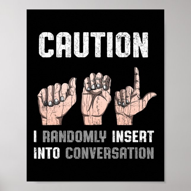 Póster Rótulo Idioma Aparato Conciencia Sorda ASL Regalo  (Frente)