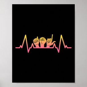 Póster Rótulo Idioma Heartbeat Tee Teacher Conciencia Sor