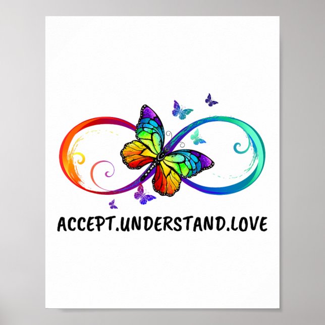 Póster Rótulo infinito aceptar entender amor Neurodiversi (Frente)