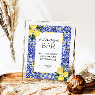 Póster Rótulo italiano Blue Tile Bridal Shower Mimosa Bar