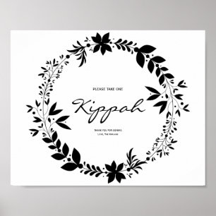 Póster Rótulo Kippah, Rótulo Boda Personalizable Kippot