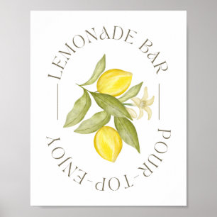 Póster Rótulo Lemonade Bar para Fiesta con temas de limón