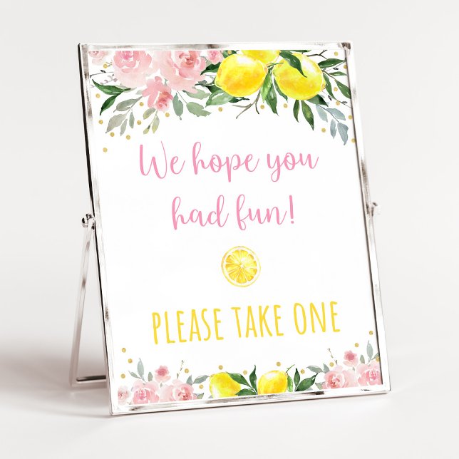 Póster Rótulo Lemonade Pink Floral Birthday Favor (Subido por el creador)