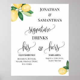 Póster Rótulo Lemons de recepción de bodas para bebidas c