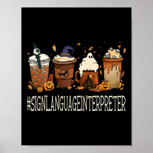 Póster Rótulo Lenguaje intérprete Horror Café Halloween