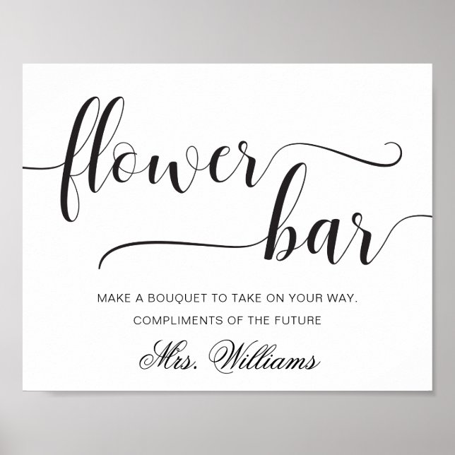 Póster Rótulo Leyton Modern Minimal Flower Bar (Frente)