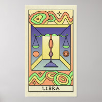 Rótulo Libra Zodiac Resumen Afiche Art Vintage