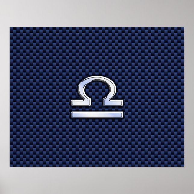 Póster Rótulo Libra Zodiac sobre fibra de carbono azul de (Frente)