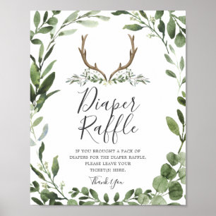 Póster Rótulo Lumberjack Deer Baby Shower Diaper Raffle