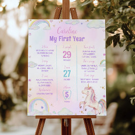 Póster Rótulo mágico de primer año de unicornio