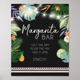 Póster Rótulo Margarita Bar Luau Tropical Birthday Shower
