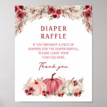Rótulo Marsala Pumpkin Baby Shower Diaper Raffle