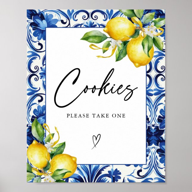 Póster Rótulo mediterráneo Lemons Bridal Shower Cocies (Frente)