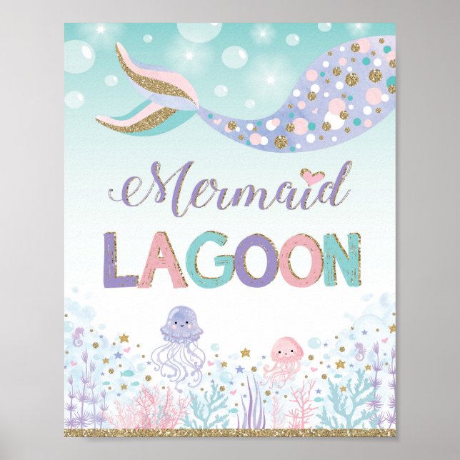 Póster Rótulo Mermaid Lagoon Subwater Sea Beach Ocean (Frente)