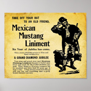 Póster Rótulo mexicano del linimento del mustango