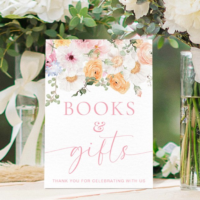 Póster Rótulo Millie Floral Books and Gifts (Books and Gifts Sign Millie Floral )