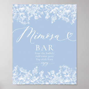 Póster Rótulo Mimosa Bar Blue Bridal Shower