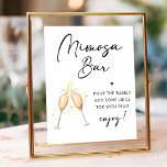 Póster Rótulo Mimosa Bar con ducha de novia con guión mod<br><div class="desc">Eleve su brunch nupcial con el Rótulo Mimosa Bar Bridal Shower, de estilo moderno. Este signo minimalista, con un guión negro, le da un toque elegante a su decoración de brunch nupcial. Ya sea que estés recibiendo una ducha de novia o un brunch nupcial, este cartel es el complemento perfecto...</div>
