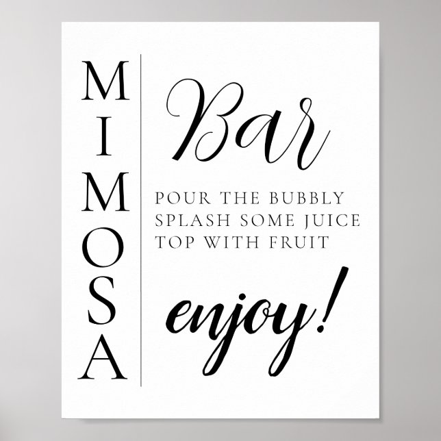 Póster Rótulo Mimosa Bar con guión mínimo moderno (Frente)