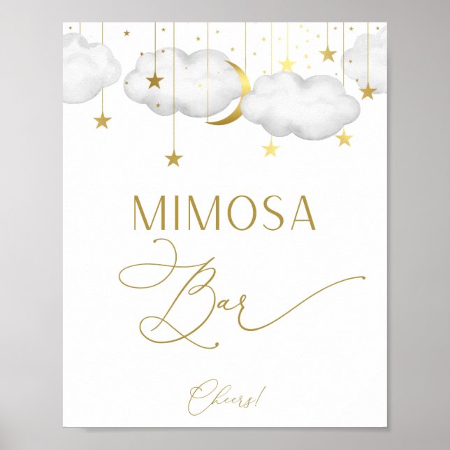 Póster Rótulo Mimosa Bar, Poster de juegos de Baby Shower (Frente)