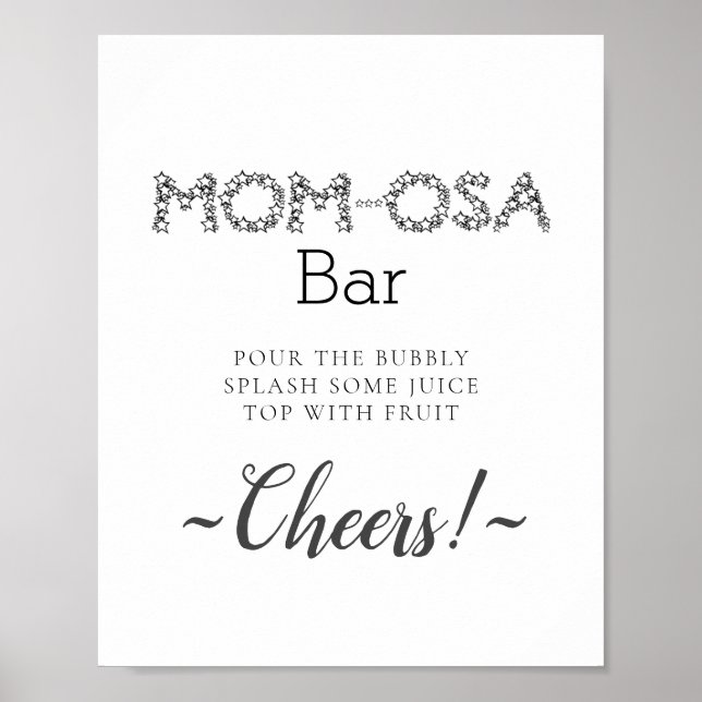 Póster Rótulo Mimosa Simple Minimal Bar (Frente)