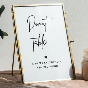 Póster Rótulo minimalista Donut Bar   Rótulo de tabla de 