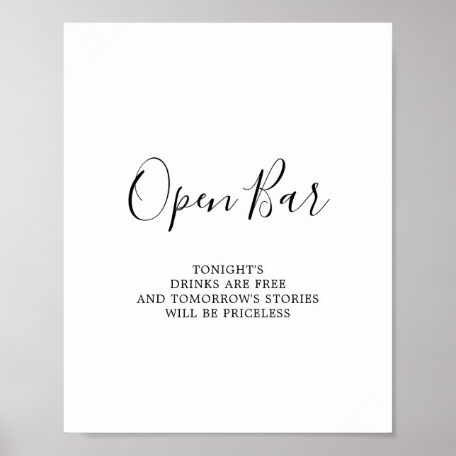 Póster Rótulo minimalista Open Bar (Frente)