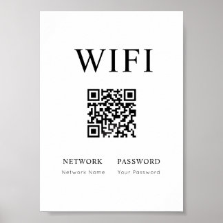 Póster Rótulo mínimo de contraseña Wi-Fi con Poster de có