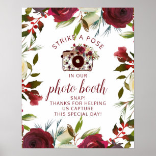 Póster Rótulo Mistletoe Manor Winter Photo Booth Boda