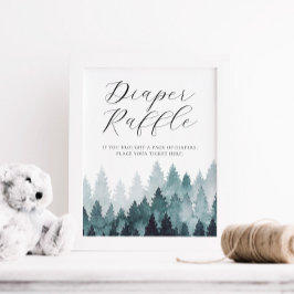 Póster Rótulo Misty Forest Diaper Raffle