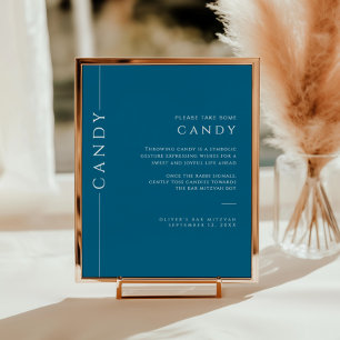 Póster Rótulo Mitzvah Candy con barra blanca y azul de la
