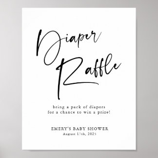 Póster Rótulo moderno Baby Shower Diaper Raffle