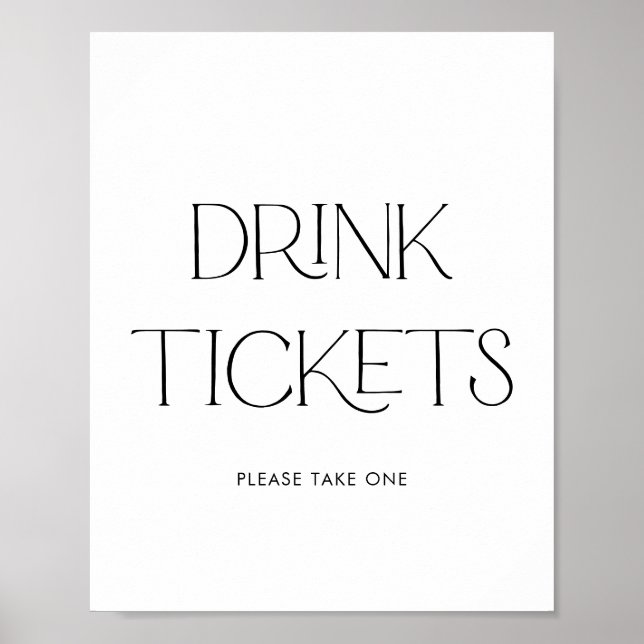 Póster Rótulo moderno de boletos para bebidas Bodas (Frente)