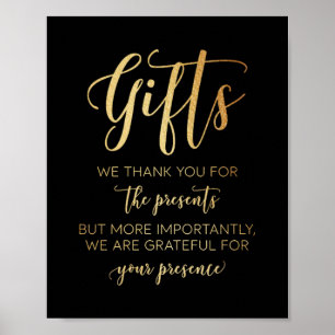 Póster Rótulo moderno de regalos de boda negro y Relieve 