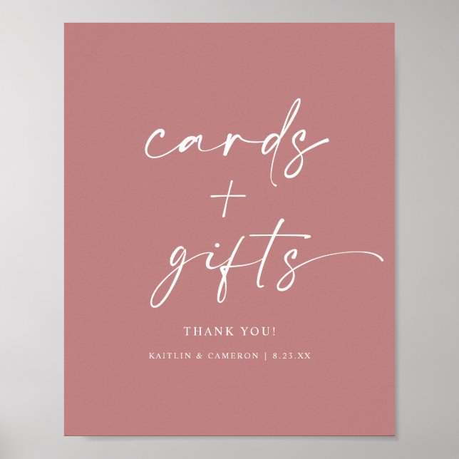Póster Rótulo moderno de Rosas de boda y regalos (Frente)