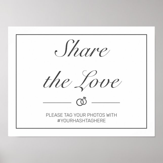 Póster Rótulo moderno Minimalista de Boda blanco negro (Frente)