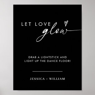 Póster Rótulo moderno para dejar que el amor glow Boda Gl