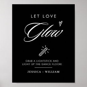 Póster Rótulo moderno para dejar que el amor glow Boda Gl