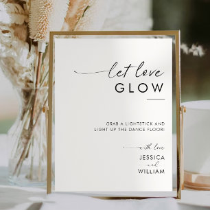 Póster Rótulo moderno para dejar que el amor glow Boda Gl