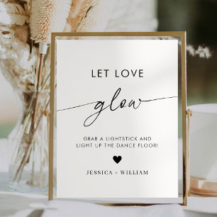 Póster Rótulo moderno para dejar que el amor glow Boda Gl