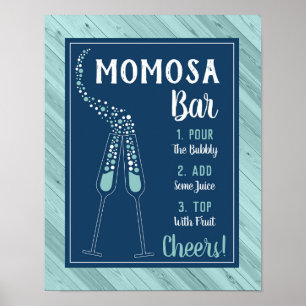 Póster Rótulo Momosa Bar, Blue y Aqua