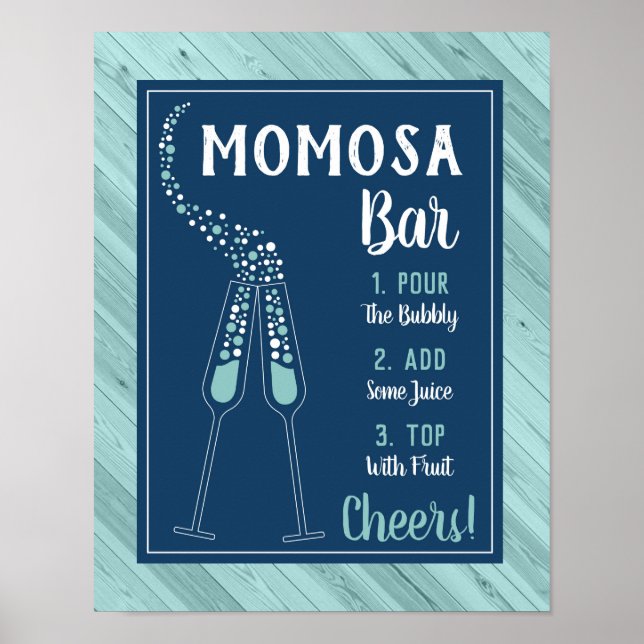 Póster Rótulo Momosa Bar, Blue y Aqua (Frente)