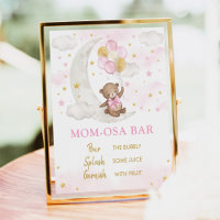 Rótulo Momosa Bar Moon Teddy Bear Globos Oro Rosad
