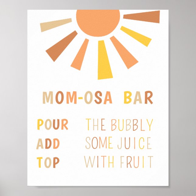 Póster Rótulo Momosa Bar Sunshine Baby Shower (Frente)