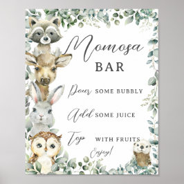 Póster Rótulo Moomosa Bar Animales de Woodland